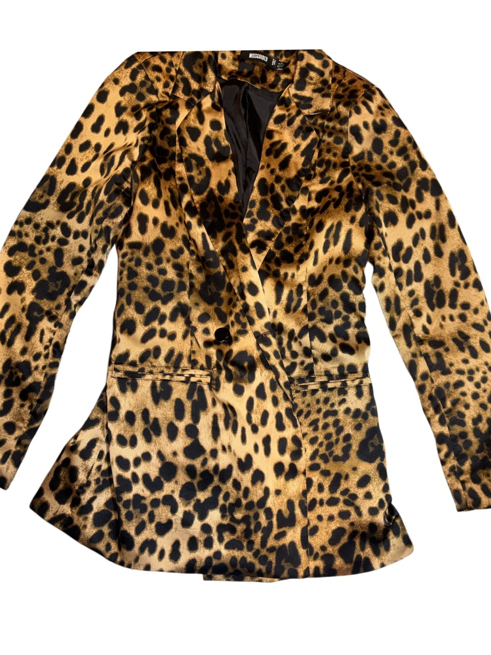 Missguided + Leopard Print Blazer in Tan and Black